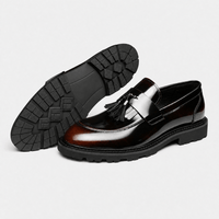 Gentry Morris Men's Brown Patent Leather Tassel Loafers with Lug Sole