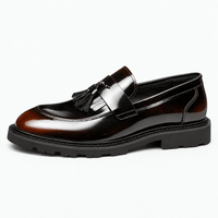 Gentry Morris Men's Brown Patent Leather Tassel Loafers with Lug Sole