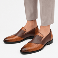 Gentry Morris Men's Brown Tan Crocodile-Embossed Leather Slip-On Loafers