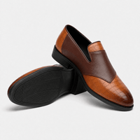 Gentry Morris Men's Brown Tan Crocodile-Embossed Leather Slip-On Loafers