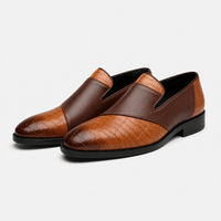 Gentry Morris Men's Brown Tan Crocodile-Embossed Leather Slip-On Loafers