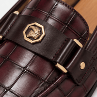 Gentry Morris Men's Burgundy Croc-Embossed Leather Slip-On Loafers