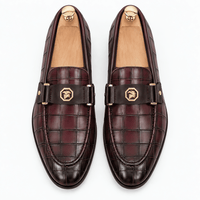 Gentry Morris Men's Burgundy Croc-Embossed Leather Slip-On Loafers
