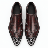 Gentry Morris Men's Burgundy Patent Leather Slip-On Loafers with Metal Toe Cap