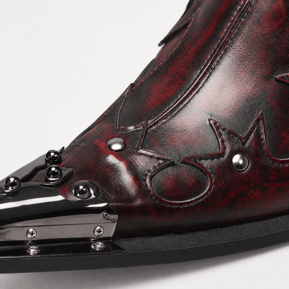 Gentry Morris Men's Burgundy Patent Leather Slip-On Loafers with Metal Toe Cap