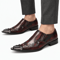 Gentry Morris Men's Burgundy Patent Leather Slip-On Loafers with Metal Toe Cap