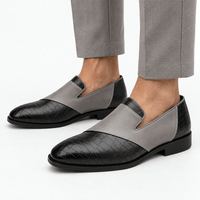 Gentry Morris Men's Grey & Black Crocodile-Embossed Leather Slip-On Loafers