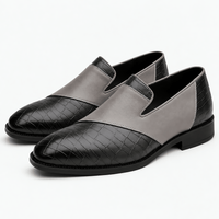 Gentry Morris Men's Grey & Black Crocodile-Embossed Leather Slip-On Loafers