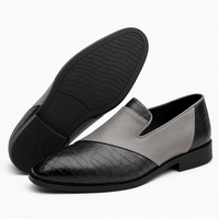 Gentry Morris Men's Grey & Black Crocodile-Embossed Leather Slip-On Loafers