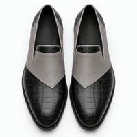 Gentry Morris Men's Grey & Black Crocodile-Embossed Leather Slip-On Loafers