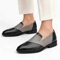 Gentry Morris Men's Grey & Black Crocodile-Embossed Leather Slip-On Loafers