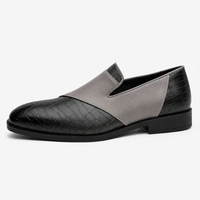 Gentry Morris Men's Grey & Black Crocodile-Embossed Leather Slip-On Loafers