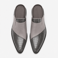 Gentry Morris Men's Grey Croc-Embossed Backless Pointed Toe Loafers