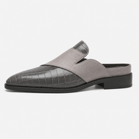 Gentry Morris Men's Grey Croc-Embossed Backless Pointed Toe Loafers