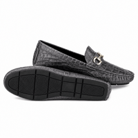 Gentry Morris Men's Grey Patent Leather Croc Print Driving Loafers