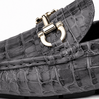 Gentry Morris Men's Grey Patent Leather Croc Print Driving Loafers