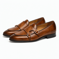 Gentry Morris Men's Handmade Brown Genuine Leather Double Monk Strap Loafers