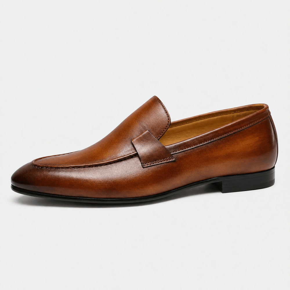 Gentry Morris Men's Handmade Brown Leather Slip-On Loafers
