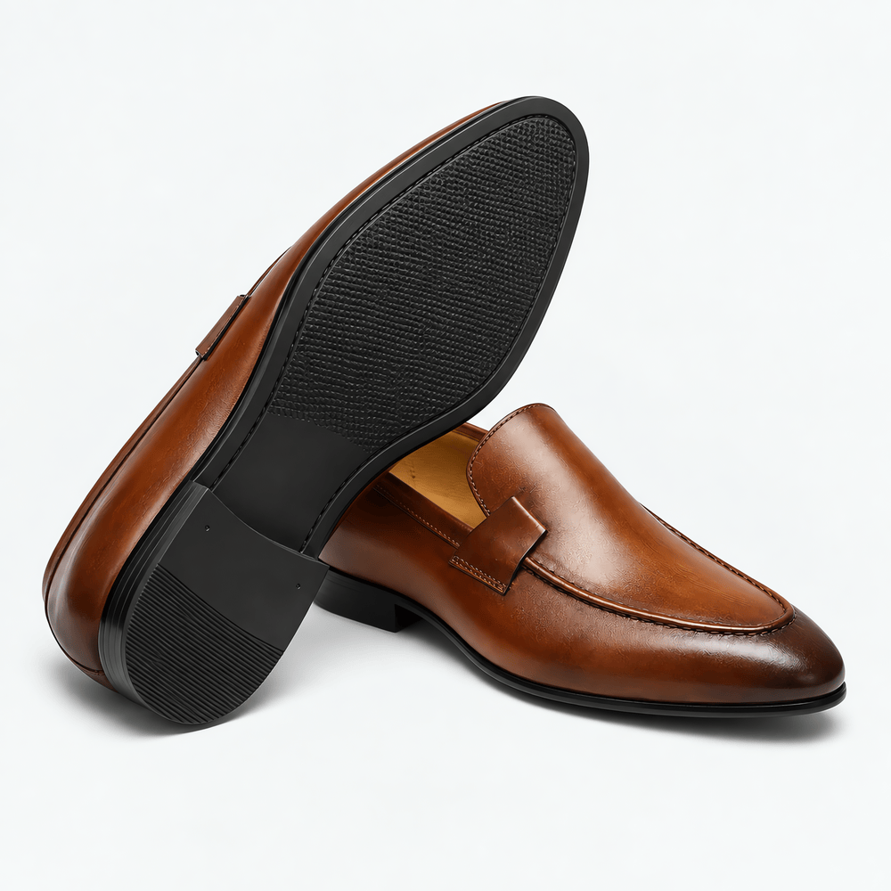 Gentry Morris Men's Handmade Brown Leather Slip-On Loafers