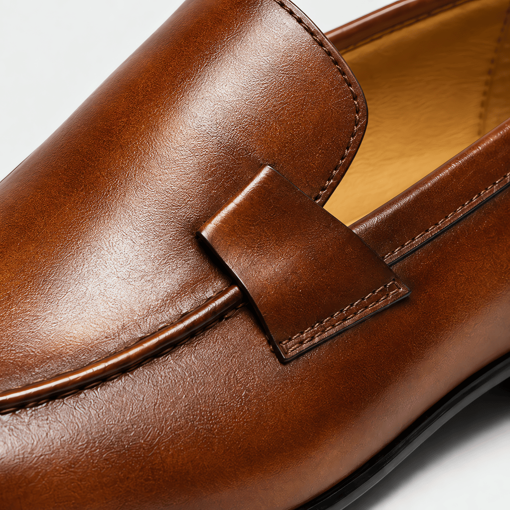 Gentry Morris Men's Handmade Brown Leather Slip-On Loafers