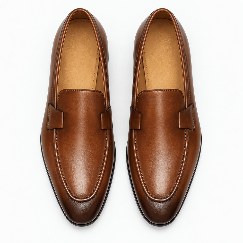 Gentry Morris Men's Handmade Brown Leather Slip-On Loafers