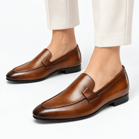 Gentry Morris Men's Handmade Brown Leather Slip-On Loafers