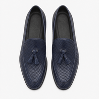 Gentry Morris Men's Navy Blue Embossed Leather Tassel Loafers