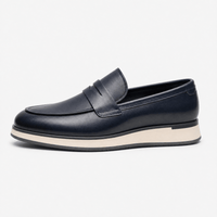 Gentry Morris Men's Navy Blue Genuine Leather Penny Slip-On Loafers