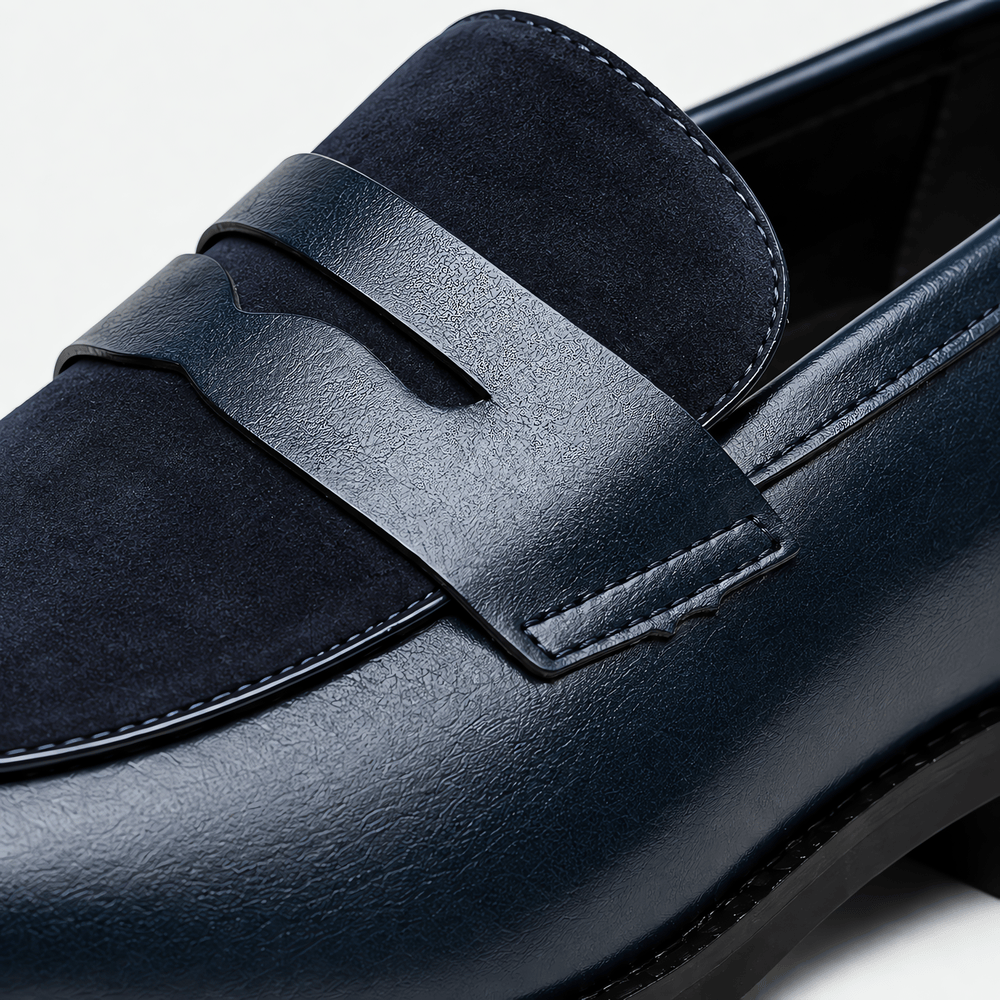 Gentry Morris Men's Navy Suede Pointed Toe Slip-On Loafers