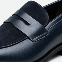 Gentry Morris Men's Navy Suede Pointed Toe Slip-On Loafers