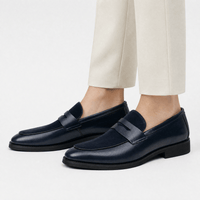 Gentry Morris Men's Navy Suede Pointed Toe Slip-On Loafers