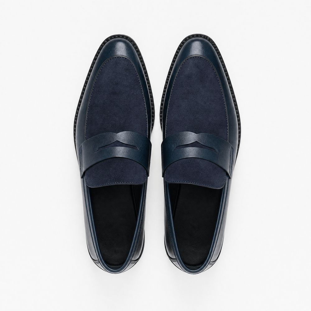 Gentry Morris Men's Navy Suede Pointed Toe Slip-On Loafers