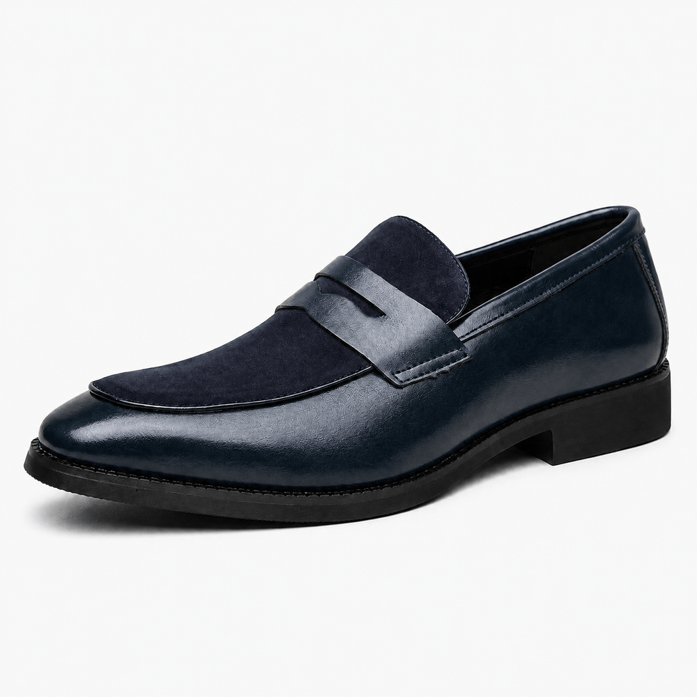 Gentry Morris Navy / 5 Men's Navy Suede Pointed Toe Slip-On Loafers