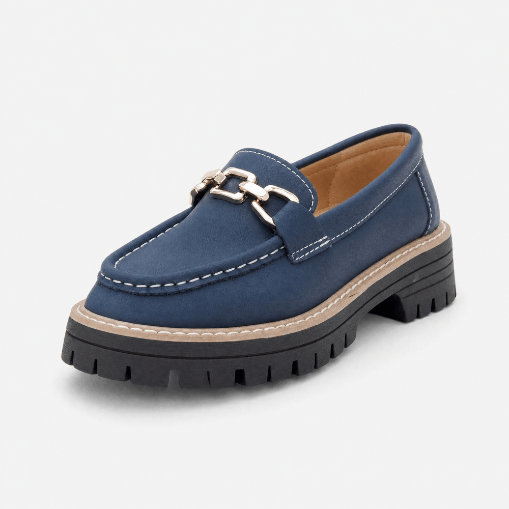Gentry Morris Navy Blue / 1 Chain Platform Loafers Chunky Sole