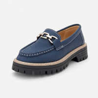Gentry Morris Navy Blue / 1 Chain Platform Loafers Chunky Sole