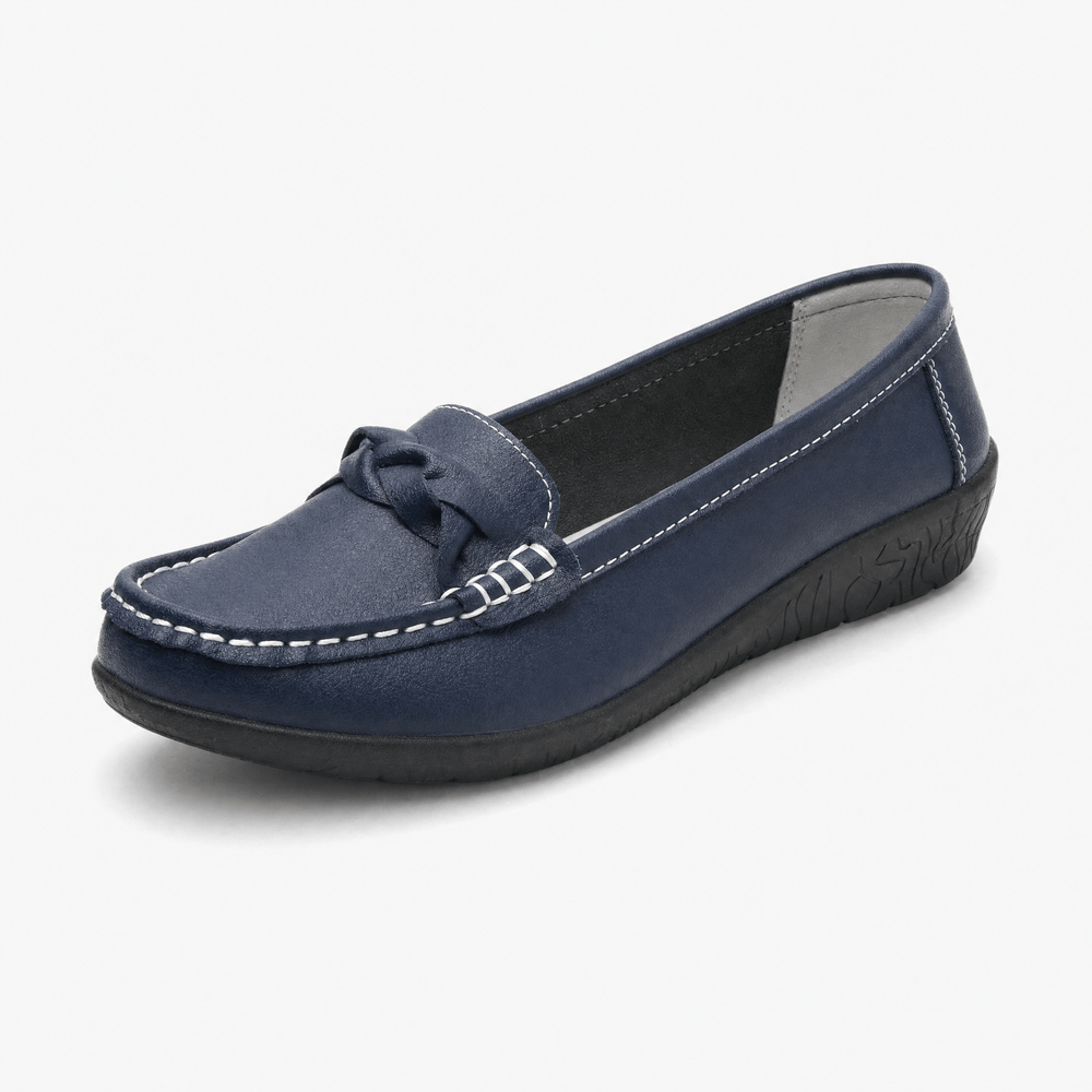 Gentry Morris Navy Blue / 2.5 Knotted Leather Loafers Slip On