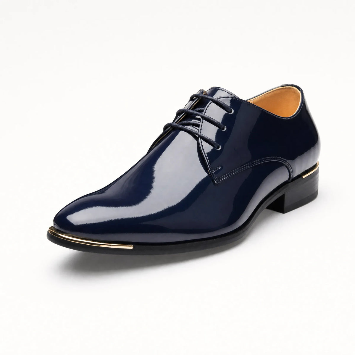 Gentry Morris Navy Blue / 4 Patent Mens Loafers Square Toe