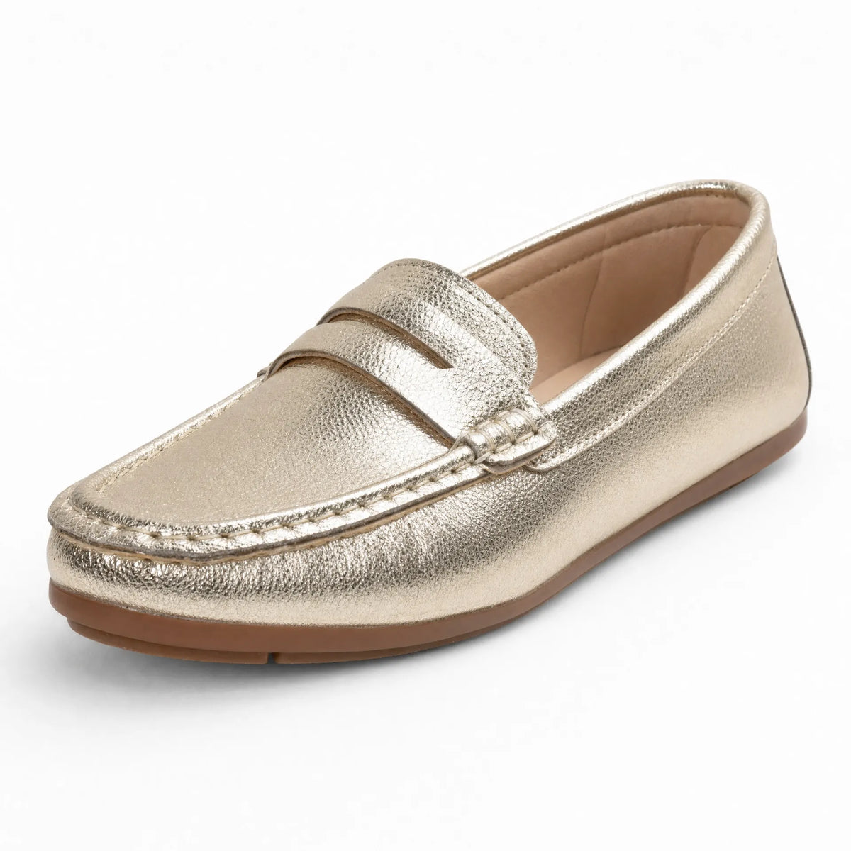 Gentry Morris Patent Beige / 35 Metallic Flat Loafers Slip On