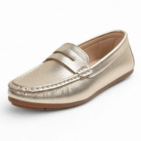 Gentry Morris Patent Beige / 35 Metallic Flat Loafers Slip On