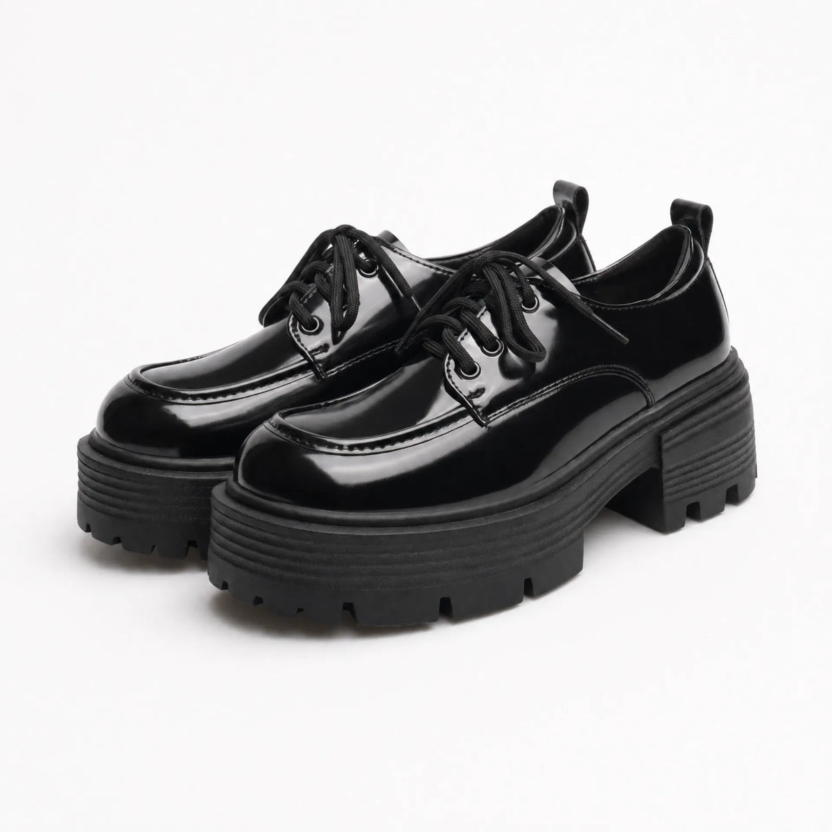 Gentry Morris Patent Platform Loafers Block Heel