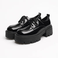 Gentry Morris Patent Platform Loafers Block Heel