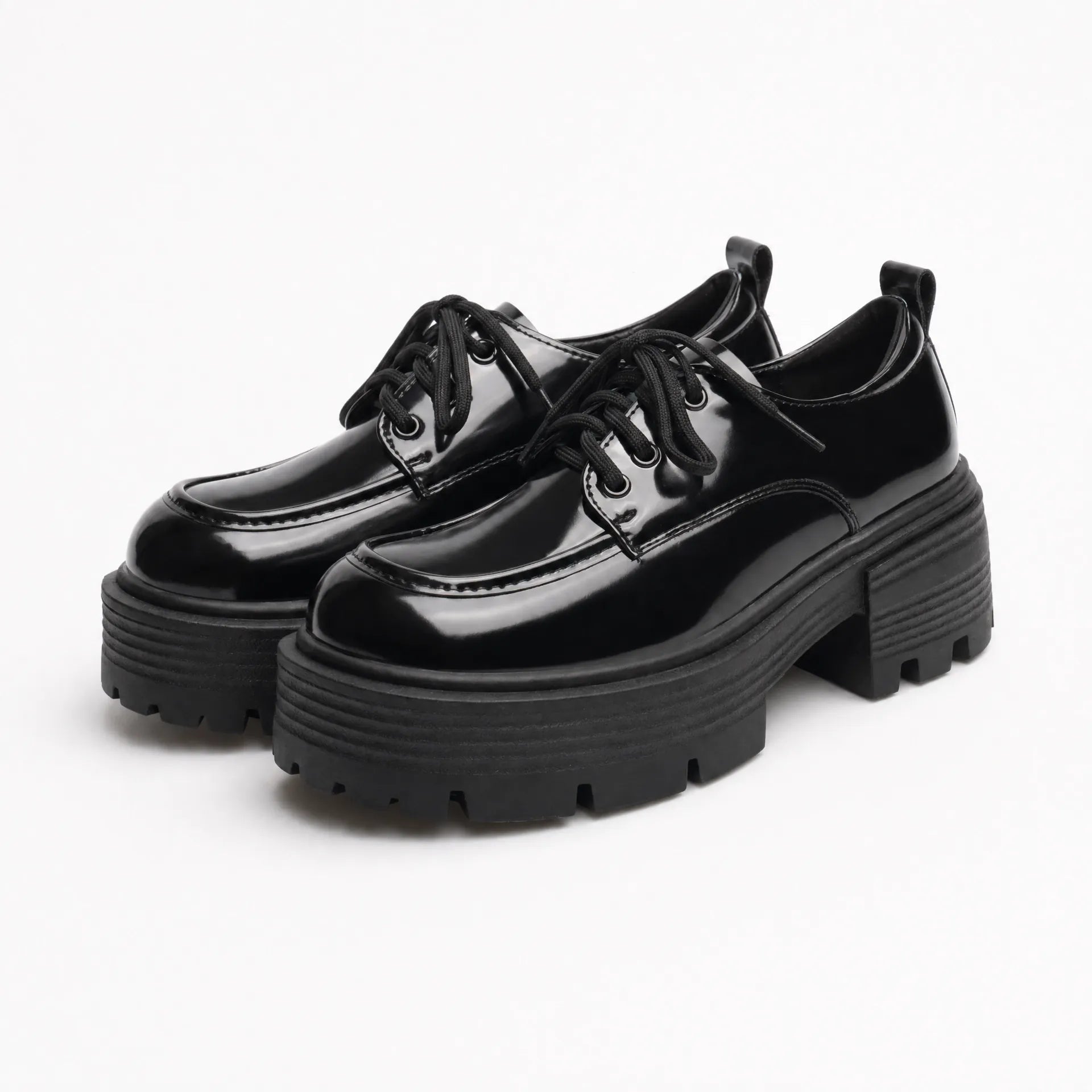 Gentry Morris Patent Platform Loafers Block Heel
