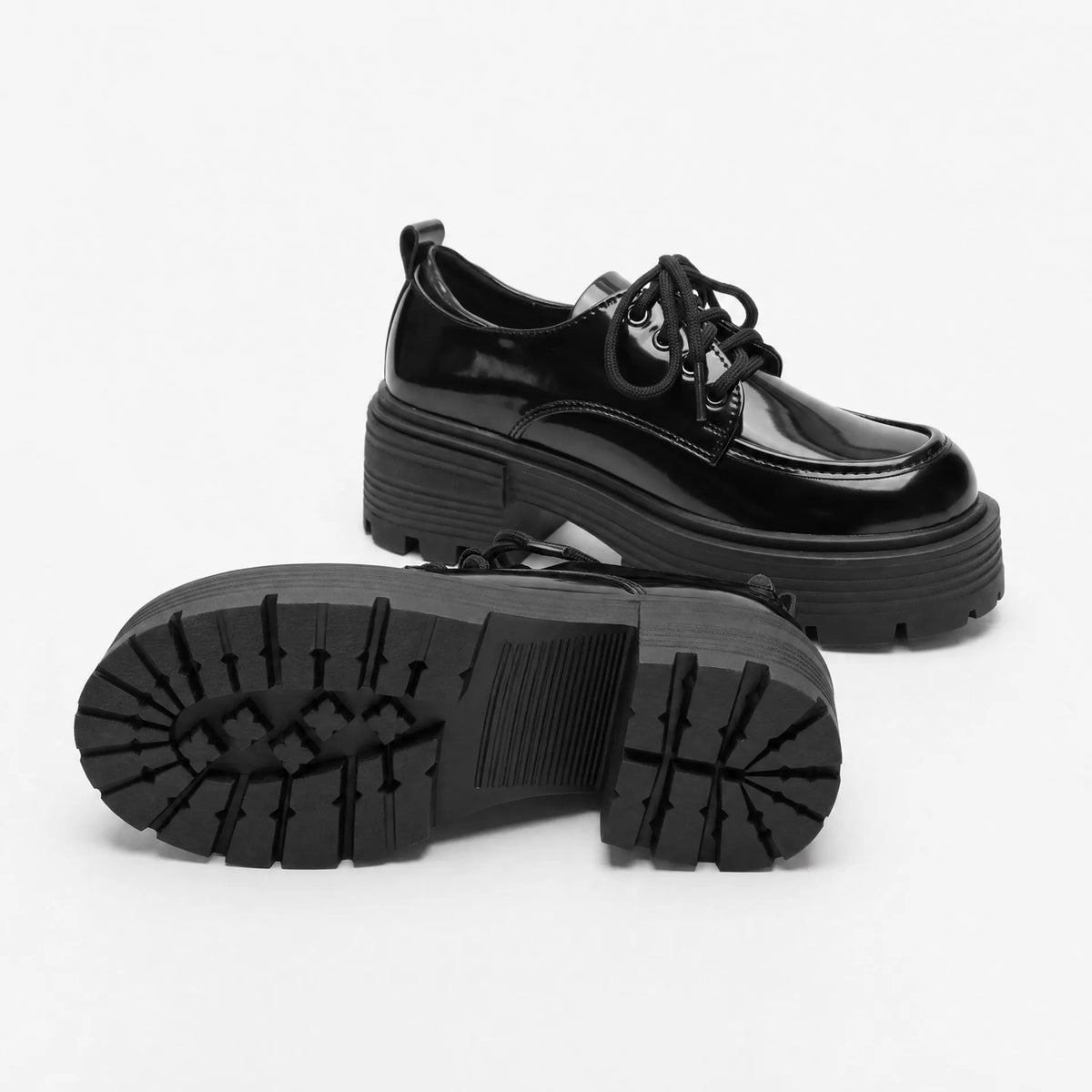 Gentry Morris Patent Platform Loafers Block Heel