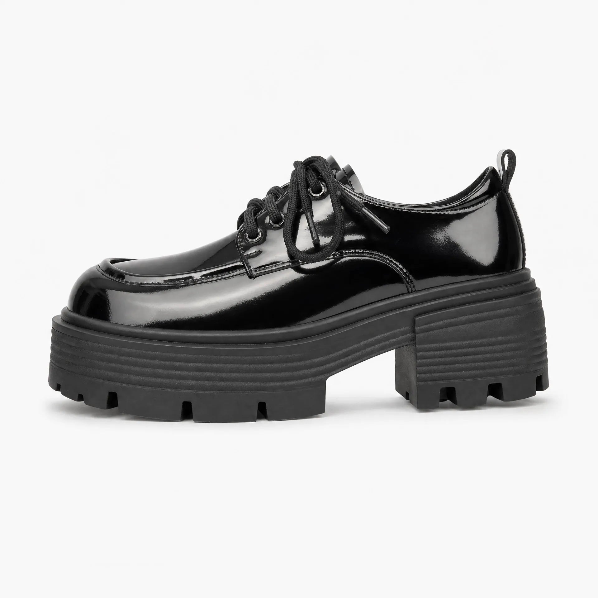 Gentry Morris Patent Platform Loafers Block Heel