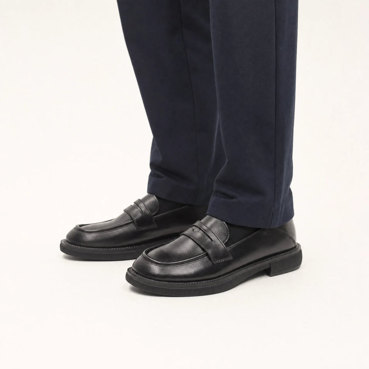 Gentry Morris Penny Loafers Black Block Heel