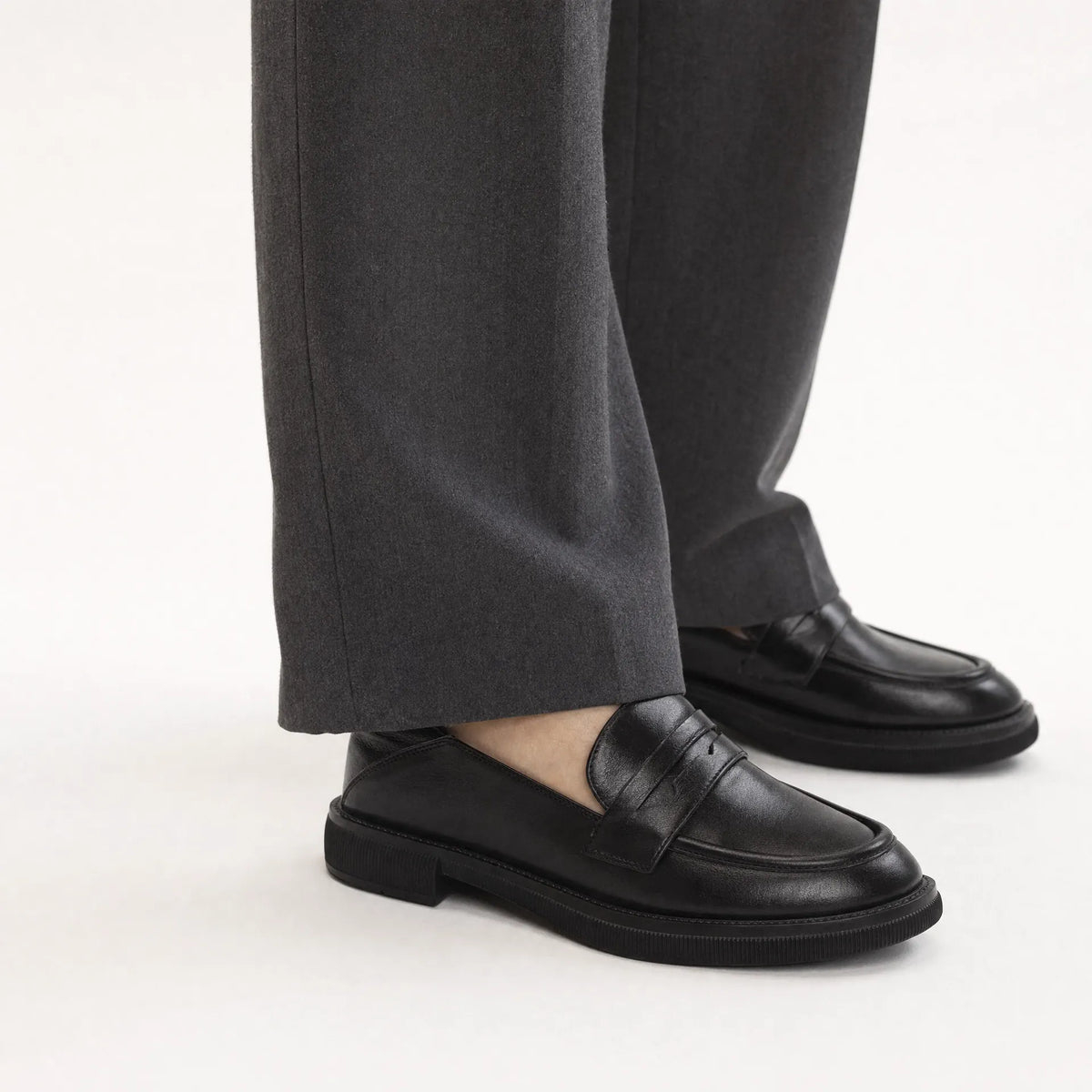 Gentry Morris Penny Loafers Black Block Heel
