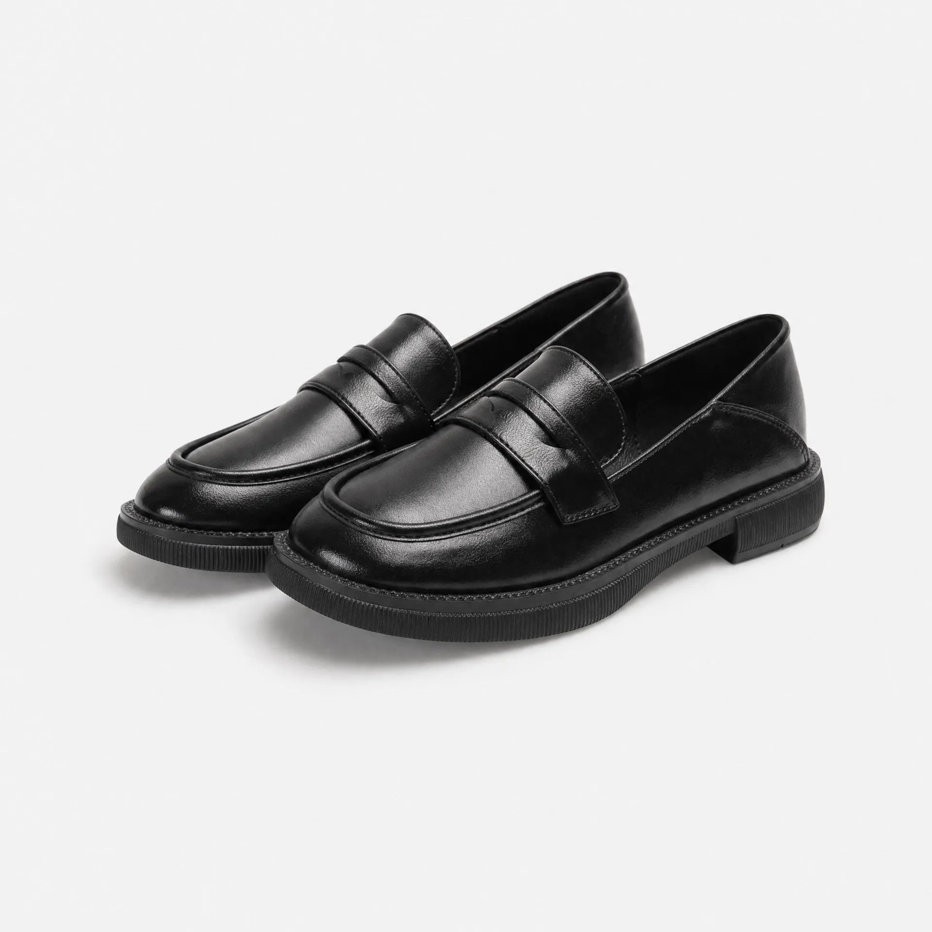 Gentry Morris Penny Loafers Black Block Heel