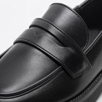 Gentry Morris Penny Loafers Black Block Heel