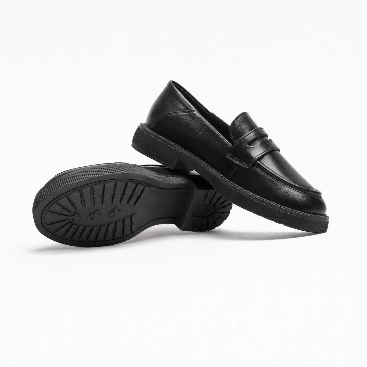 Gentry Morris Penny Loafers Black Block Heel