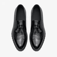 Gentry Morris Platform Tassel Loafers Crocodile Embossed
